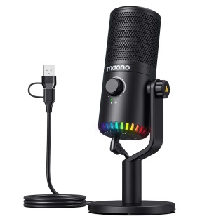 Конденсаторний мiкрофон Maono DM30 з RGB-пiдсвiчуванням (Чорний)