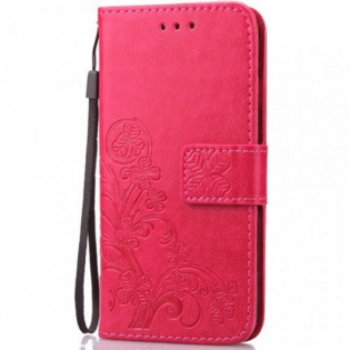 Кожаный чехол (книжка) Four-leaf Clover с визитницей для Xiaomi Redmi 7 / Y3 Розовый (105406)