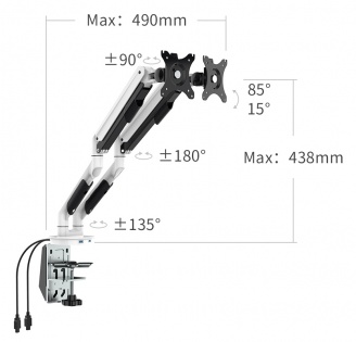 Кронштейн для монитора Xiaomi Loctek Display Bracket Pneumatic Double
