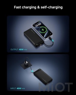 Внешний аккумулятор Xiaomi Neoseek Ultra-Thin Power Bank M320 Air 55W 20000mAh with Built in USB Cable Titanium Black (iPB2055s)