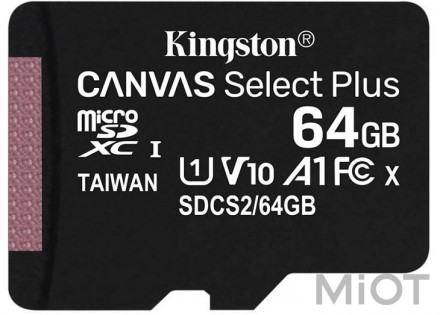 Карта пам'яті Kingston 64GB micSDXC class 10 A1 Canvas Select Plus (SDCS2/64GB)