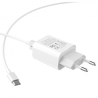 Сетевое зарядное устройство HOCO C62A Victoria 2,1 A / 2 USB-порт + кабель USB Type-C (White)