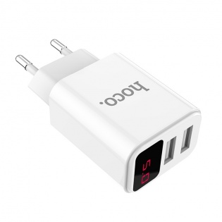 Сетевое зарядное устройство HOCO C63A 2,1 A / 2 USB-порт / LED (White)