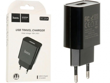 Сетевое зарядное устройство HOCO DC20A 2.1 A / 1 USB-порт (Black)