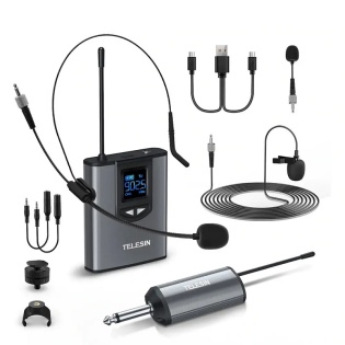 Мiкрофонна бездротова система радiо УКХ 50м Telesin MIC-UHF-02 (Чорний)