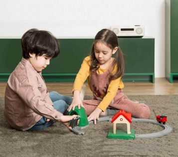 Деревянная железная дорога Xiaomi Mitu Track building block sound and light train DIEL0384