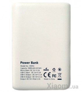 Универсальная батарея MIUI Powerbank RX05C White 5000 mAh