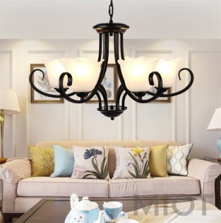 Люстра на 6 плафонів MOAAN American Wrought Black/White (M6019)