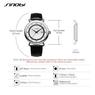 Мужские часы Sinobi 9844 с ремешком из натуральной кожи (11S9844G01) (Черный)