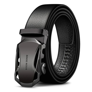 Мужской кожаный ремень Bison Denim N71314-1B (Черный)