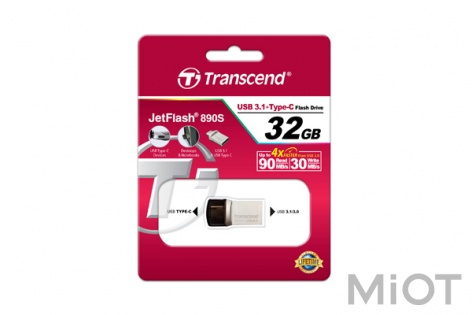 USB флеш накопичувач Xiaomi Transcend JetFlash 890 64GB, Type-C, USB 3.1/3.0 Silver (TS64GJF890S)