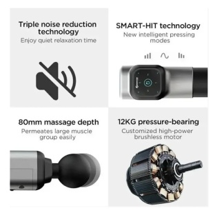 Перкусiйний масажер тригерних точок Booster M2 (M2-A) Massage Gun 24V, 6 насадок (Чорний)