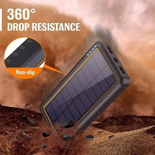 Портативна батарея Solar Power Bank 26800mAh HX160S6 iз сонячною панеллю (Чорний)