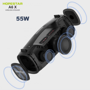 Портативна колонка вологозахищена Hopestar A6X 55Вт з функцiєю PowerBank (Чорний)