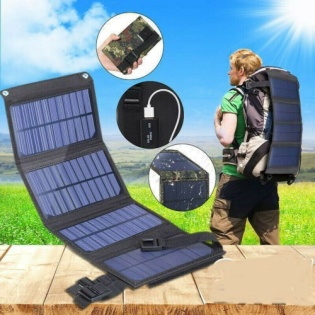 Портативна вологостiйка сонячна панель Solar panel 15W 1xUSB С01549 (Чорний)