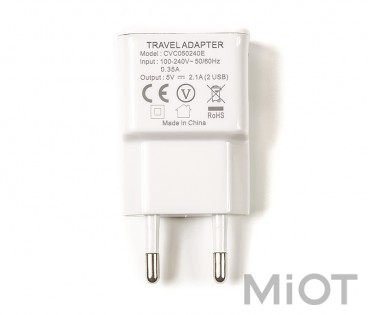 Мережевий зарядний пристрій PowerPlant для USB 2.1A