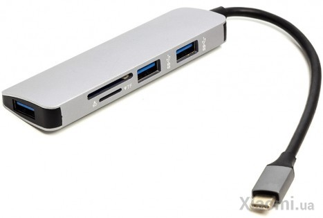 Переходник PowerPlant USB Type-C - 3*USB 3.0 Ports + TF/SD Card Reader (CA912100)