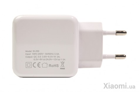 Сетевое зарядное  устройство PowerPlant W-250 USB QC 3.0: 220V, 3A (SC230013)