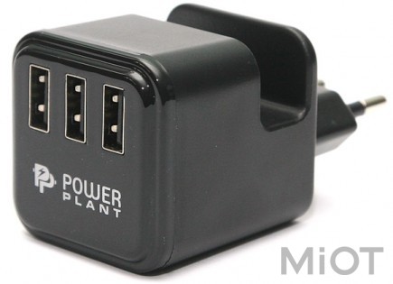 Мережевий зарядний пристрій PowerPlant W-360 3xUSB: 220V, 3.4A