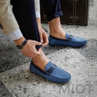 Чоловічі мокасини замшеві Xiaomi QIMIAN Suede leather beanie shoes Blue 43 size
