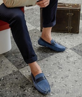 Мужские мокасины замшевые Xiaomi QIMIAN Suede leather beanie shoes Blue 43 size