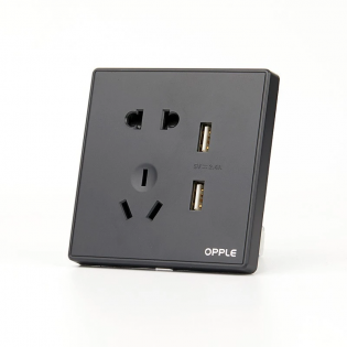 Розетка універсальна подвійна з USB Xiaomi OPPLE K05 (K058502-H4) Black