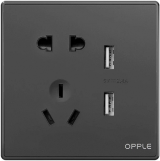 Розетка універсальна подвійна з USB Xiaomi OPPLE K05 (K058502-H4) Black