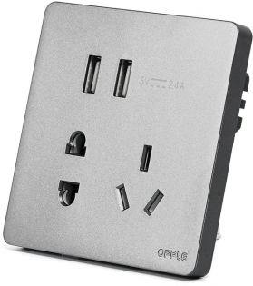 Розетка універсальна подвійна з USB Xiaomi OPPLE K12 (K128502-H2) Grey