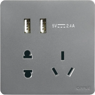 Розетка универсальная двойная с USB Xiaomi OPPLE K12 (K128502-H2) Grey