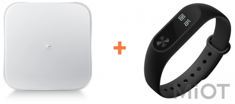 Ваги Xiaomi Smart Scale + Фітнес браслет Mi Band 2 Black