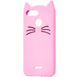 Силиконовая накладка 3D Cat для Xiaomi Redmi 6 Розовый (106838)