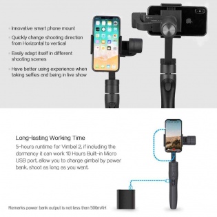 Стедикам трехосевой стабилизатор для смартфона FeiyuTech Vimble 2 Dark Black Hyperlapse + Телескопическая ручка
