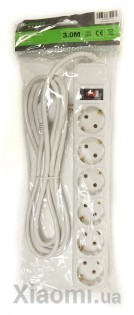 Сетевой фильтр PowerPlant 3 м, 3x1.5мм2, 10А, 6 розеток, евростандарт JY-1057/3 (PPSA10M30S6)