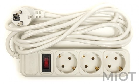 Мережевий фільтр PowerPlant 3 м, 3x1.5мм2, 10А, 3 розетки, євростандарт (JY -1054 / 3)