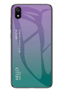 TPU+Glass чохол Gradient HELLO для Xiaomi Redmi 7A Фіолетовий (104850)