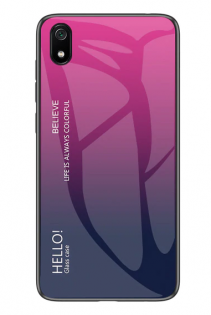 TPU+Glass чехол Gradient HELLO для Xiaomi Redmi 7A Малиновый (104848)