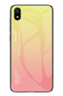 TPU+Glass чохол Gradient HELLO для Xiaomi Redmi 7A Рожевий (104849)