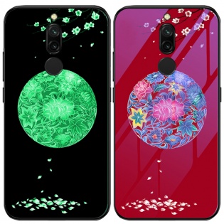 TPU+Glass чехол светящийся в темноте для Xiaomi Redmi 8 Цветное плетение / Красный (116671)