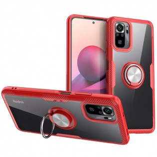 TPU+PC чехол Deen CrystalRing for Magnet (opp) для Xiaomi Redmi Note 10 Бесцветный / Красный (179770)