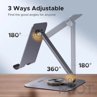 Подставка UGREEN LP894 для планшета 360° алюминиевая, настольная, iPad Pro, iPhone, Xiaomi, Galaxy Grey
