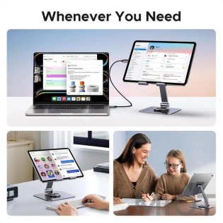 Подставка UGREEN LP894 для планшета 360° алюминиевая, настольная, iPad Pro, iPhone, Xiaomi, Galaxy Grey