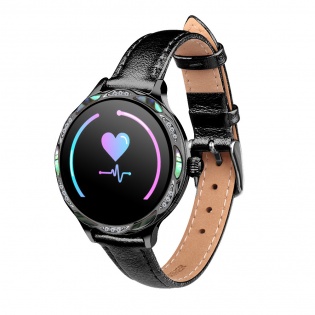 Умные часы фитнес браслет Lemfo Fashion M9 leather с измерением давления (Черный)