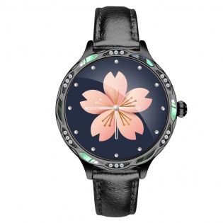 Умные часы фитнес браслет Lemfo Fashion M9 leather с измерением давления (Черный)