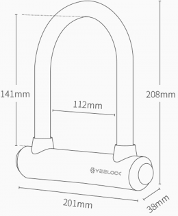 Умный замок Xiaomi Yeelock Smart Bluetooth U-Lock 208*201*38 (ZNUXS01YSB)