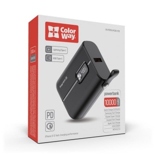 Универсальная батарея ColorWay Full Power 10000mAh Black (CW-PB100LPK2BK-PDD)