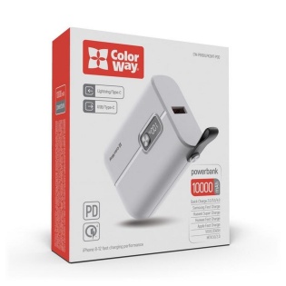 Универсальная батарея ColorWay Full Power 10000mAh White (CW-PB100LPK2WT-PDD)