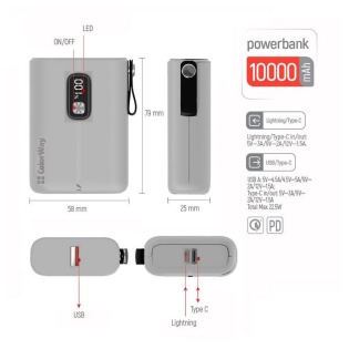 Универсальная батарея ColorWay Full Power 10000mAh White (CW-PB100LPK2WT-PDD)