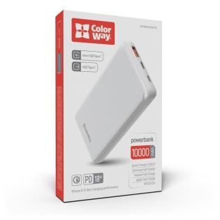 Універсальна батарея ColorWay Slim PD 10000mAh White (CW-PB100LPG3WT-PD)