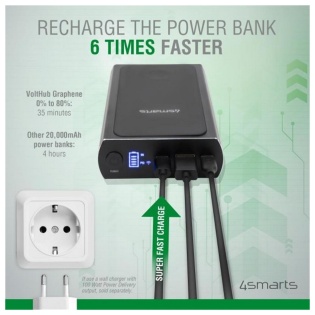Універсальна мобільна батарея 4smarts VoltHub Graphene UltiMag 20000mAh 200W, Wireless, Black