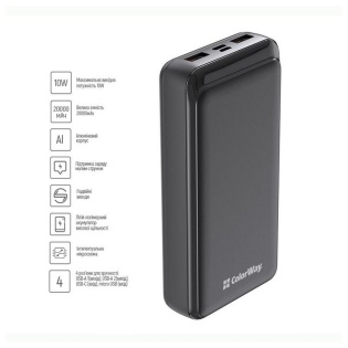 Универсальная мобильная батарея ColorWay Slim 20000mAh Black (CW-PB200LPD2BK)